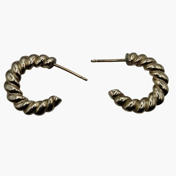 Gold Tone Rope Twisted Hoop Earrings - Picture 1 of 6